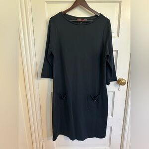 Boden Black 3/4 Sleeve Sheath Round Neck Dress With Pockets Women’s Size 16L